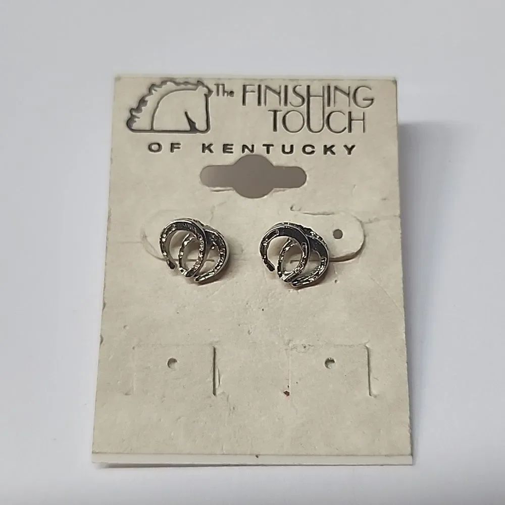 The Finishing Touch of Kentucky Double Horseshoe Silver Tone Earrings